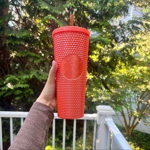 Starbucks Tumbler August 2022 Release Orange Studded Cold Cup 24 oz